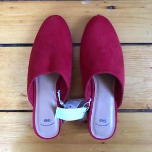 Brand New Gap Red Faux Suede Mules
